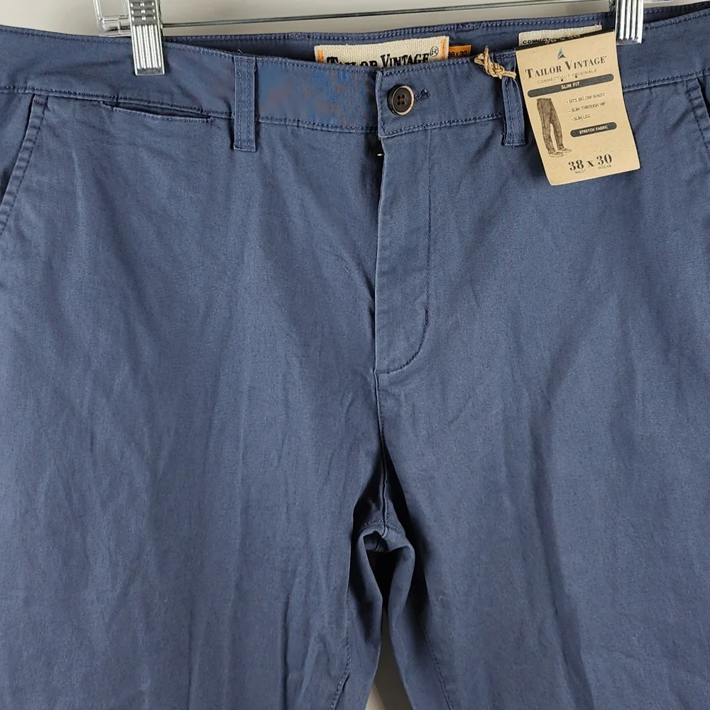 Tailor Vintage Pants Mens 38x30 Connecticut Originals Classic Vintage Indigo NWT - Picture 2 of 13